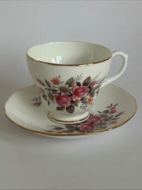 Vintage Duchess Bone China Teacup And Saucer Set Floral Rose 385 Pattern